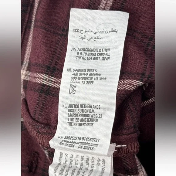 Hollister Women’s Size 5S W27 Ultra High Rise Polyester‎ Blend Burgundy Plaid - Picture 4 of 4